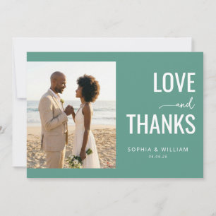 Romantische Teal-Fotocollage Dankeskarte