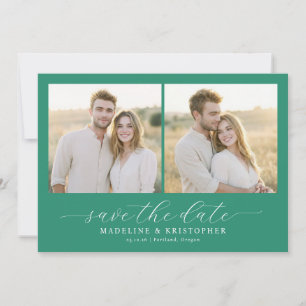 Romantische Teal-Minimalistischer-Fotocollage Save The Date