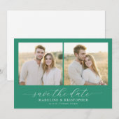 Romantische Teal-Minimalistischer-Fotocollage Save The Date (Vorne/Hinten)