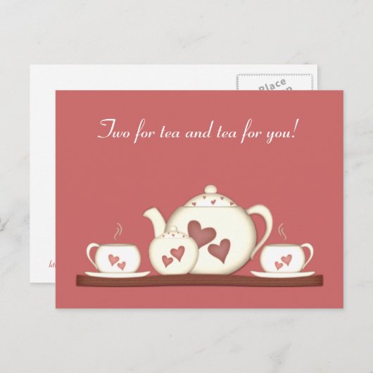 Romantische Teastie Postkarte (Vorne/Hinten)