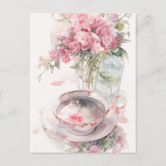 Romantische Teegesprächs-Postkarte Postkarte