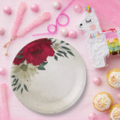 romantische Teller mit roten und blassgelben Blume (Party)