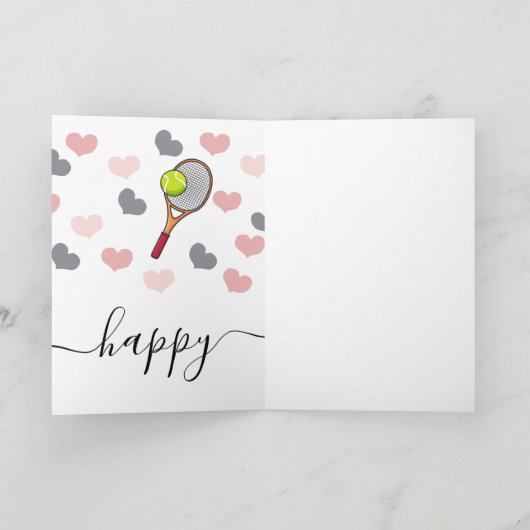 Romantische Tennis Liebe Valentine Hearts & Racket Karte (Innenseite)
