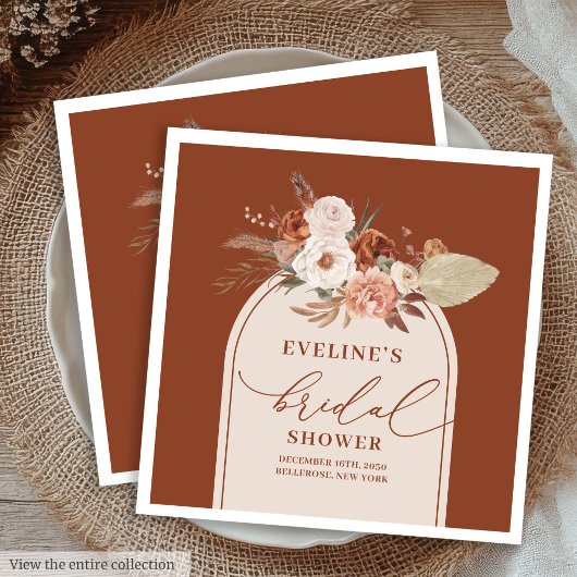 Romantische Terracotta Pampas boho Brigaden Serviette