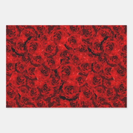 Romantische tiefe Rote Rose Ästhetischer Valentins Geschenkpapier Set (Vorderseite 2)