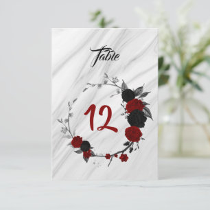 Romantische Tischnummer in Rot und Schwarz