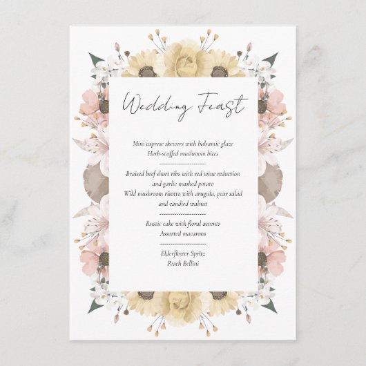 Romantische Tischnummer mit rustikaler Flora (Vorderseite)