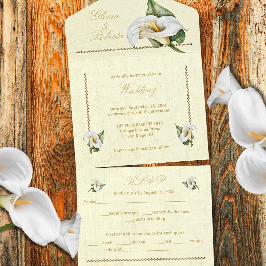 Romantische Tones Cala Lily mexikanische Hochzeit All In One Einladung
