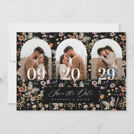 Romantische Torbogen-Wildblumen-Save-the-Date-Foto Save The Date (Vorderseite)