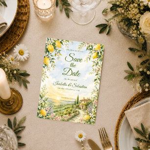 Romantische toskanische Hochzeit Save The Date