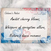 Romantische Trendy Blue & Red Hearts 4" x 3" Post-it Klebezettel