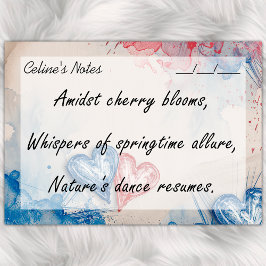 Romantische Trendy Blue & Red Hearts 4" x 3" Post-it Klebezettel