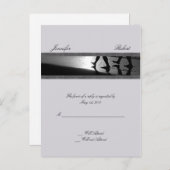 Romantische Trommelmonogramm in der Silver Respons Einladungspostkarte (Vorne/Hinten)