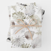 Romantische tropische Blumenblätter Geschenkpapier Set (Beispiel)