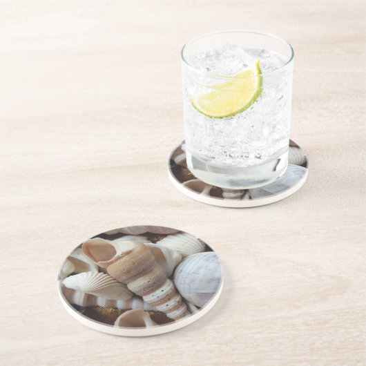 Romantische tropische exotische Muscheln Strand Li Getränkeuntersetzer (Seite)