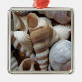 Romantische tropische exotische Muscheln Strand Li Silbernes Ornament (Vorne)