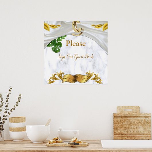 Romantische tropische Hochzeitstornierung Poster (Küche)