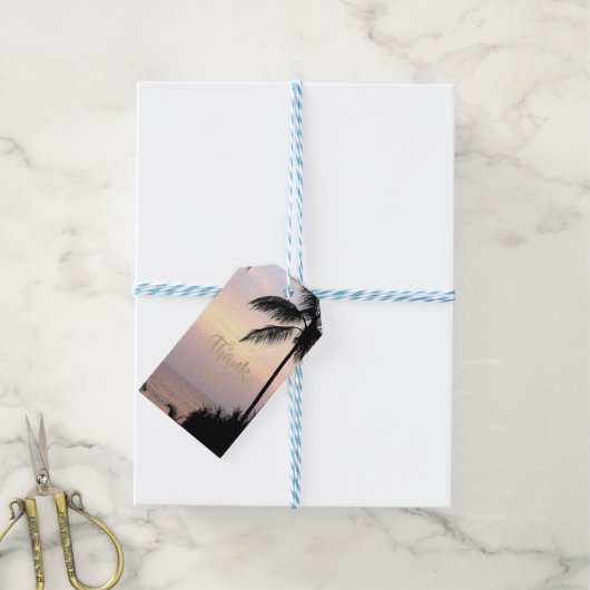 Romantische tropische Sonnenuntergänge Geschenkanhänger (Mit Garn)