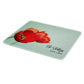 Romantische Tulips Custom Family Name Charcuterie Schneidebrett (Ecke)