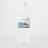 Romantische Türkis Sky Blue Rose Hochzeitsfeier Wasserflaschenetikett (Vorderseite)