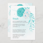 Romantische türkisblaue Blumendetails Hochzeit Begleitkarte (Vorne/Hinten)