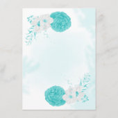 Romantische türkisblaue Blumendetails Hochzeit Begleitkarte (Rückseite)