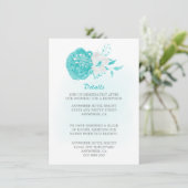 Romantische türkisblaue Blumendetails Hochzeit Begleitkarte (Stehend Vorderseite)