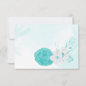 romantische türkisfarbene Blume botanische Hochzei Dankeskarte (Rückseite)
