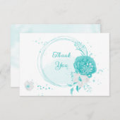 romantische türkisfarbene Blume botanische Hochzei Dankeskarte (Vorne/Hinten)