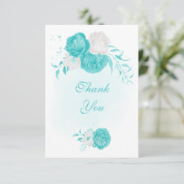 romantische türkisfarbene Blume botanische Hochzei Dankeskarte