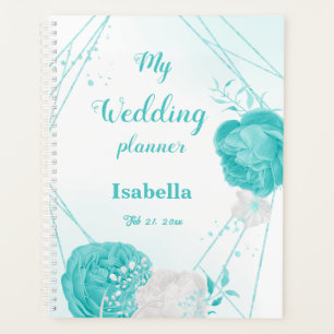 romantische türkisfarbene Blume Hochzeit Planer