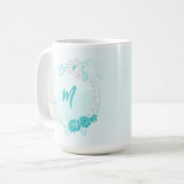 romantische türkisfarbene Blume Kaffeetasse (Vorderseite Links)