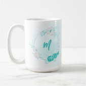 romantische türkisfarbene Blume Kaffeetasse (Links)