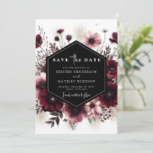 Romantische Typografie Burgundy Wedding Save The Date (Stehend Vorderseite)