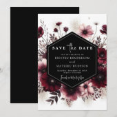 Romantische Typografie Burgundy Wedding Save The Date (Vorne/Hinten)