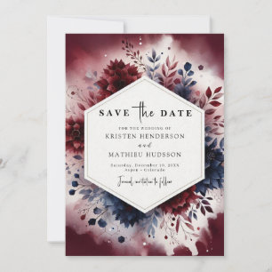 Romantische Typografie Burgundy Wedding Save The Date