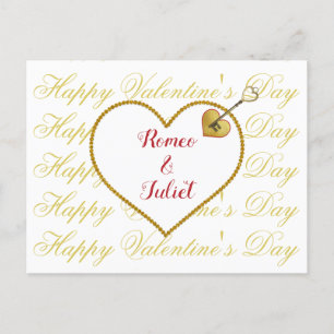 Romantische Typografie Rotes Gold Herzstück Valent Feiertagspostkarte