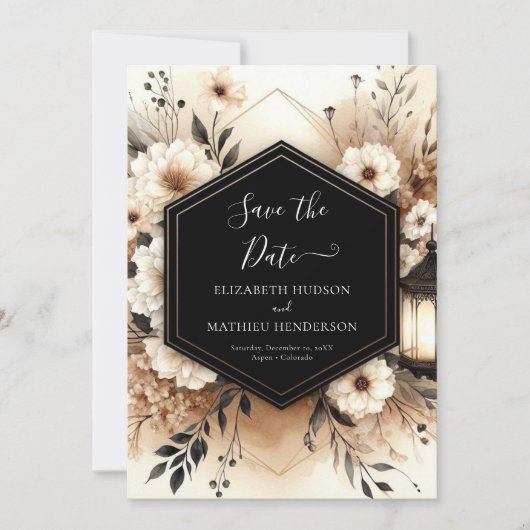 Romantische Typografie Rustikale Hochzeit Save The Date (Vorderseite)