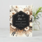 Romantische Typografie Rustikale Hochzeit Save The Date (Stehend Vorderseite)