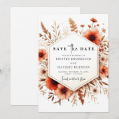 Romantische Typografie Terracotta Wedding Save The Date (Vorne/Hinten)