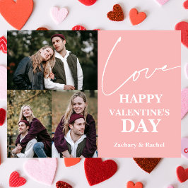 Romantische Typografie Valentinstag Paar 3 Foto Feiertagskarte