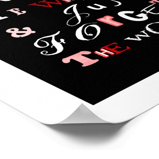 Romantische Typografie Word Art Schwarz-weiß Poster (Ecke)