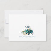 Romantische UAWG türkisfarbene Blume mit Goldakzen RSVP Karte (Rückseite)