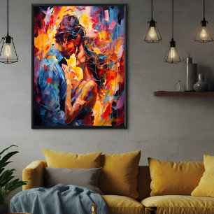 Romantische Umarmung Abstrakter Expressionismus Po Poster