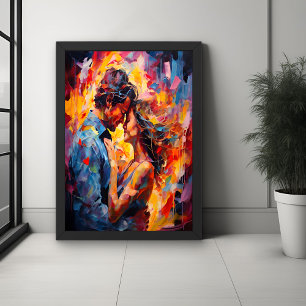 Romantische Umarmung Abstrakter Expressionismus  Poster
