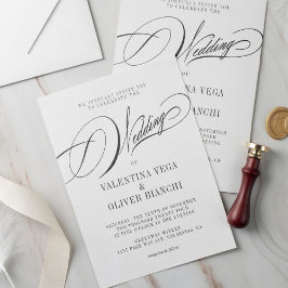Romantische und elegante kalligraphische Hochzeit Einladung
