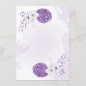 Romantische und lila Blumenzettel Begleitkarte (Rückseite)