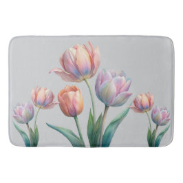 Romantische und poetische Pasta Tulips Wasserfarbe Badematte