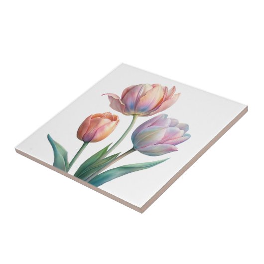 Romantische und poetische Pasta Tulips Wasserfarbe Fliese (Seite)