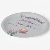 Romantische und poetische Pasta Tulips Wasserfarbe Pappteller (Schrägansicht)